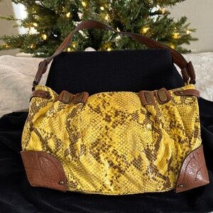 Jessica Simpson Yellow/Brown Snake Print Shoulder Bag - Like New!